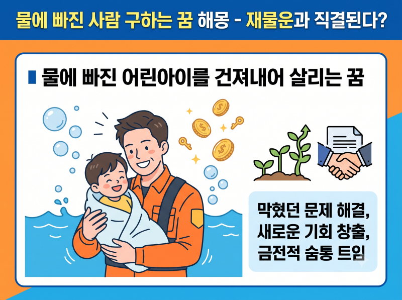물에 빠진 사람 구하는 꿈 해몽 재물운과 직결된다?