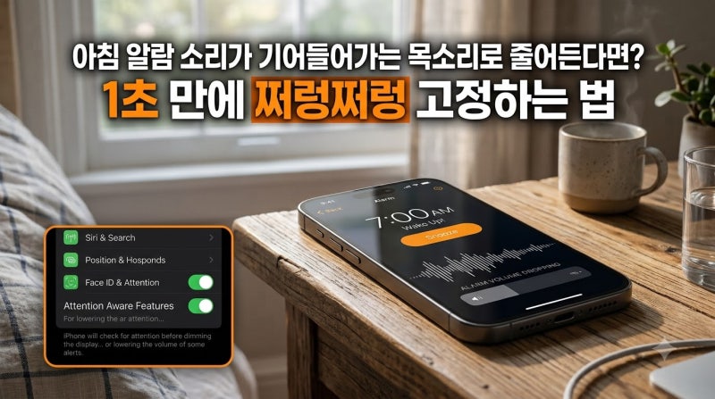 아이폰 알람 소리 갑자기 작아지는 현상 해결법 (Face ID '주시 지각 기능' 끄기 & 볼륨 고정)