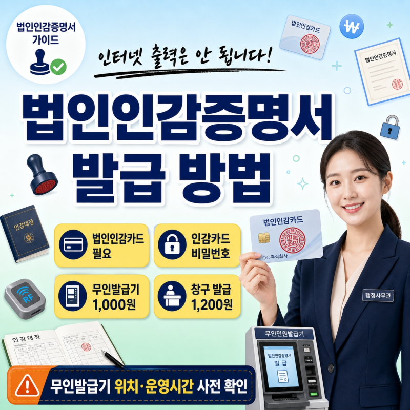 법인인감증명서 발급방법｜인터넷발급·무인발급기 준비물
