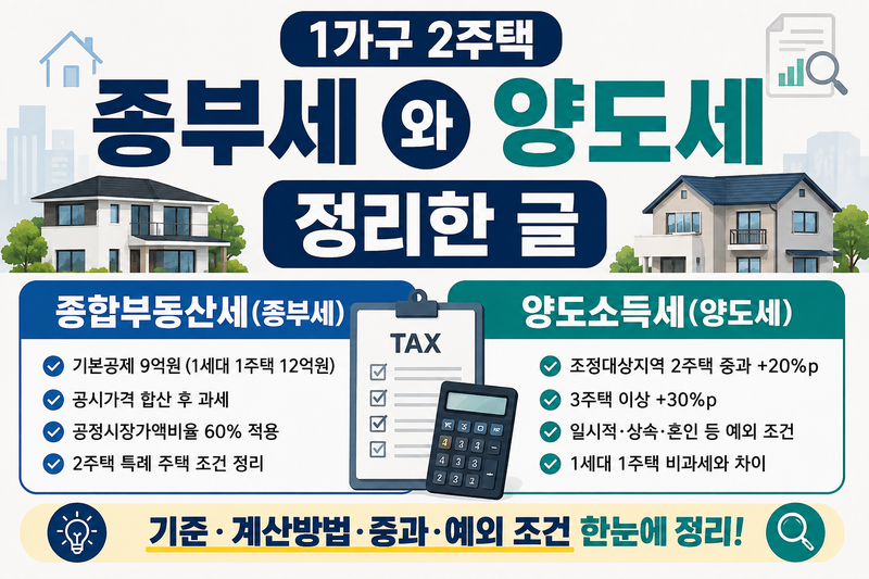 1가구 2주택 종합부동산세 기준과 계산방법 | 양도소득세 중과·예외 주택 조건 총정리
