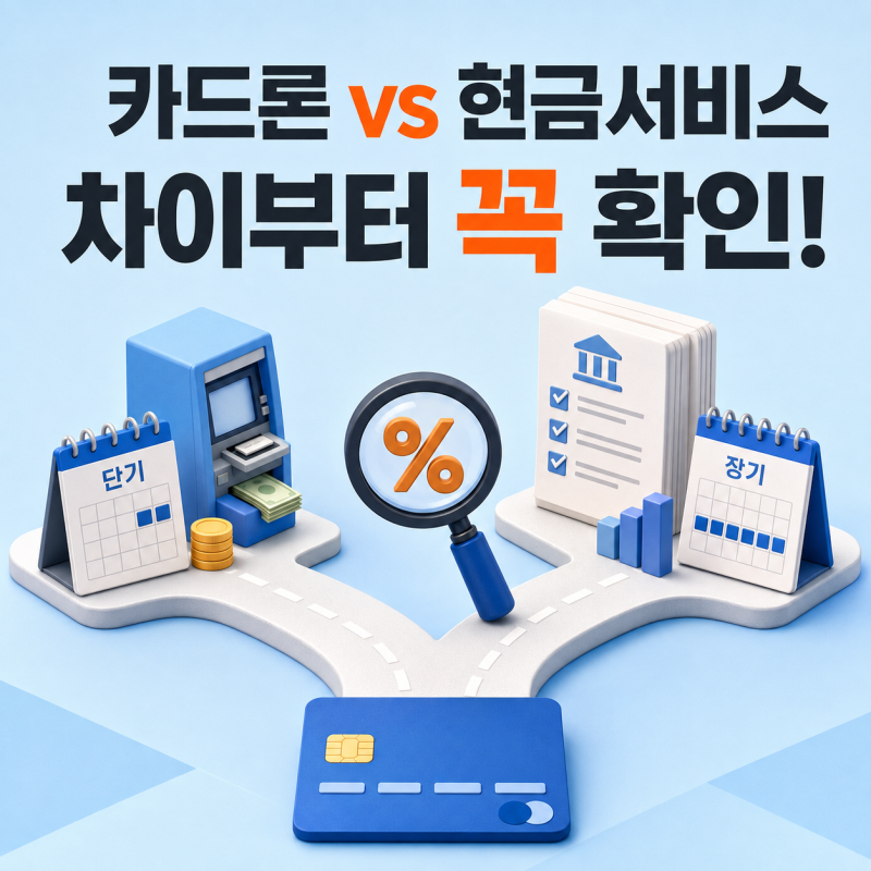 카드론과 현금서비스 차이, 급할 때 사용하기 전 꼭 확인할 점
