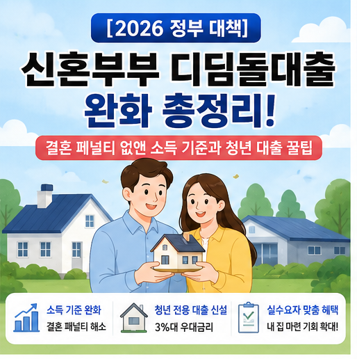 [2026 정부 대책] 신혼부부 디딤돌대출 완화 총정리! 결혼 페널티 없앤 소득 기준과 청년 대출 ....