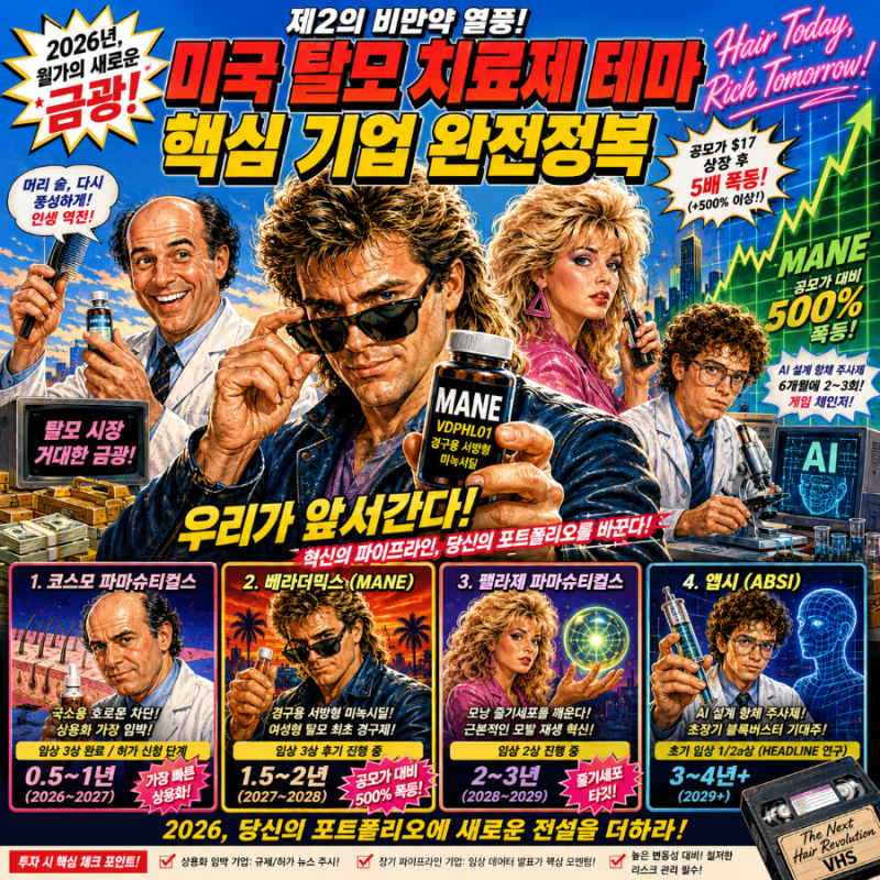 제2의 비만약 열풍! 미국 탈모 치료제 테마 핵심 기업 완전정복 (2026.09.03)