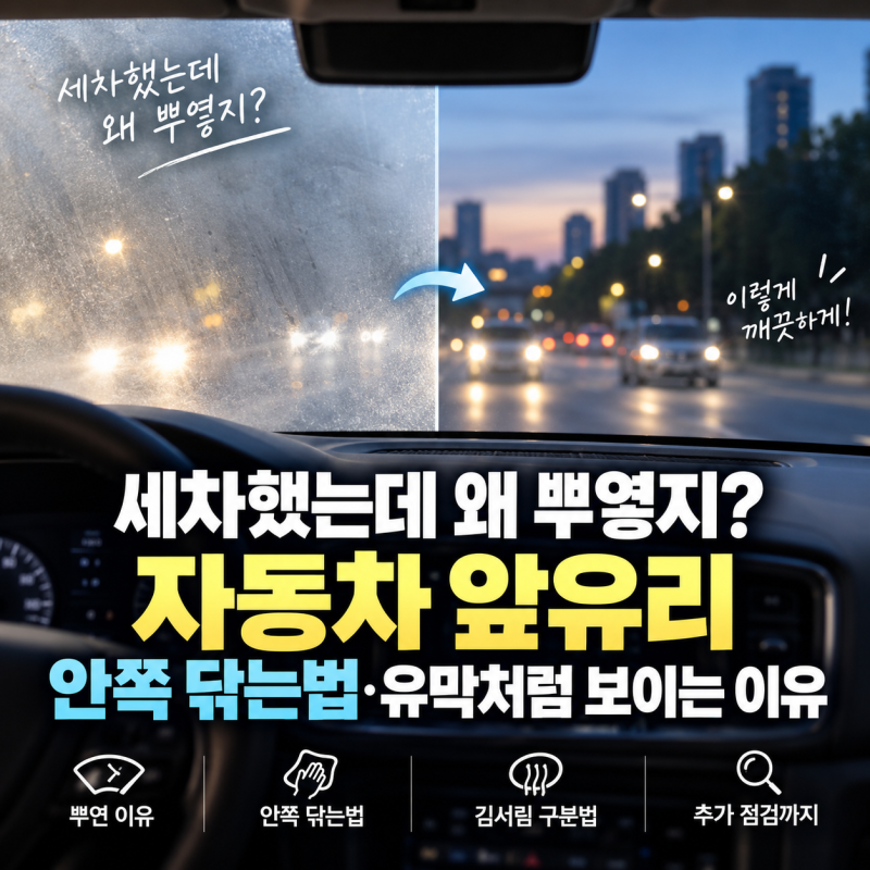 세차했는데 왜 뿌옇지? 자동차 앞유리 안쪽 닦는법·유막처럼 보이는 이유