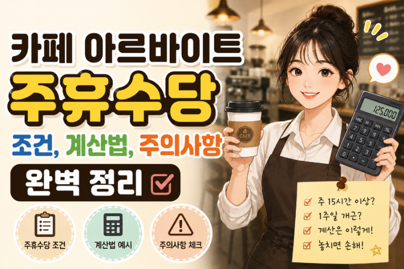 카페,편의점 아르바이트 주휴수당 조건, 계산법, 주의사항 완벽 정리