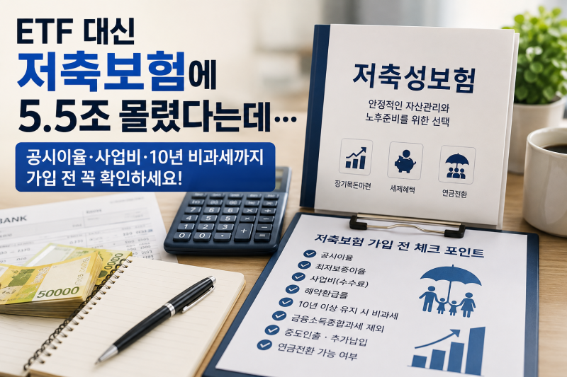 ETF 열풍 주춤하자 저축성보험에 5.5조 몰렸다는데…공시이율·사업비·10년 비과세까지 저축....