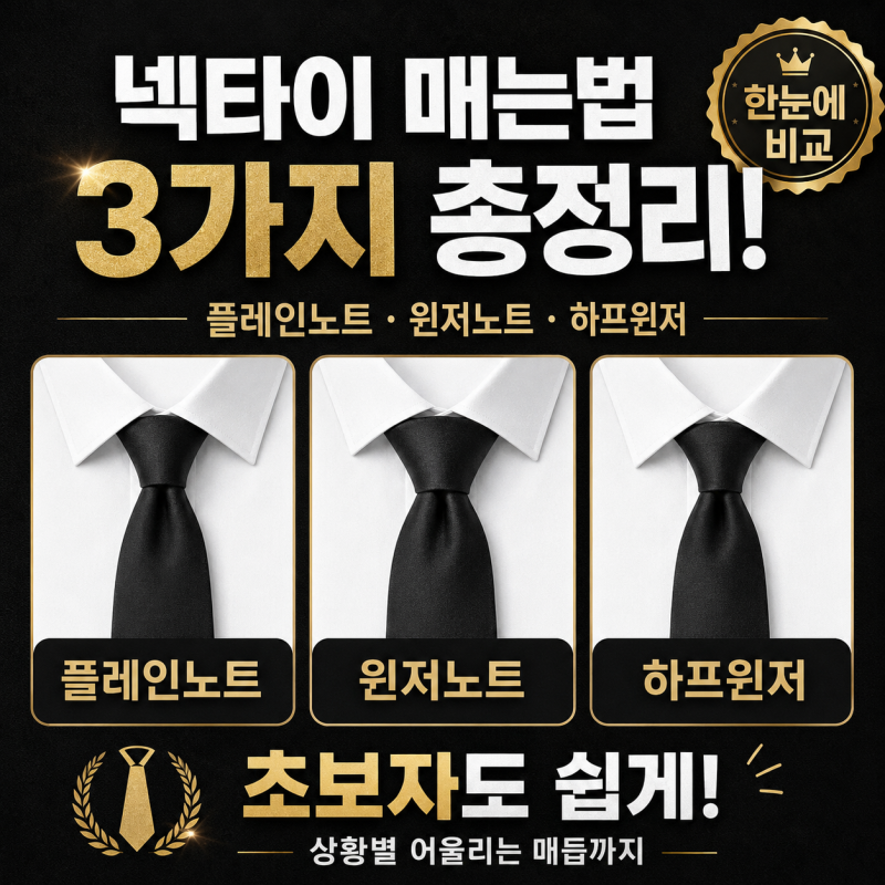 넥타이 매는법 3가지 총정리! 면접·결혼식 하객룩 플레인노트 윈저노트 하프윈저 매듭법