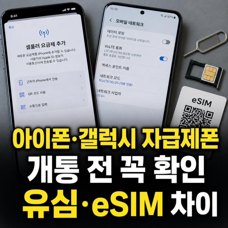 아이폰·갤럭시 자급제폰 개통방법과 유심·eSIM 차이
