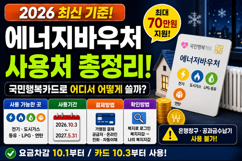 에너지바우처 국민행복카드 어디서 쓸까? 2026 사용처·결제방법