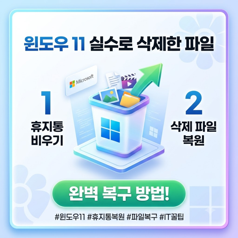 윈도우 11 휴지통 비우기 및 복원 방법 (삭제된 파일 복구 팁)