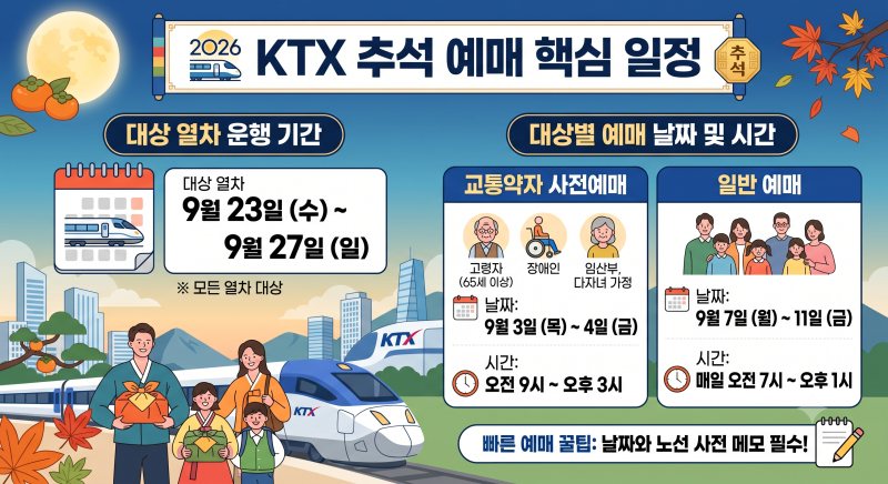 KTX 추석 예매 시작! 사전예매·일반예매 시간 및 코레일+ 접속 방법
