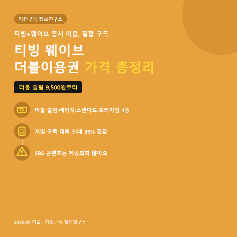 티빙 웨이브 더블이용권 가격 총정리, 가입 전 체크리스트