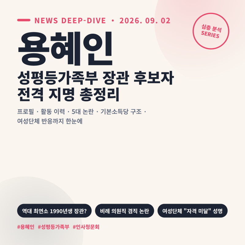 용혜인 -성평등가족부 장관 후보자 전격 지명 총정리-
