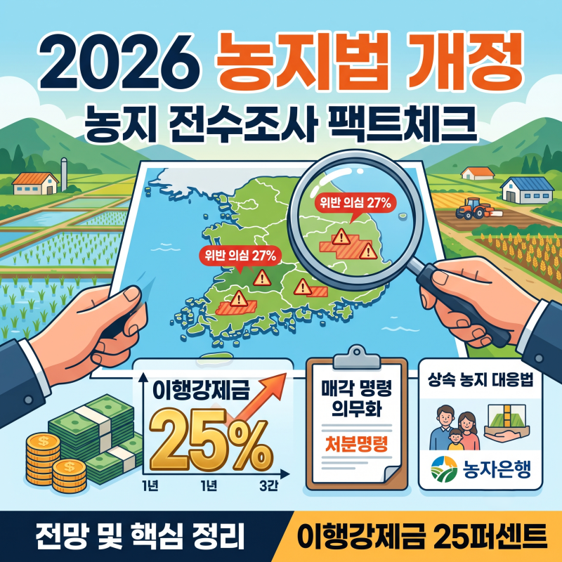 2026 농지법 개정 팩트체크 농지 전수조사와 이행강제금 25퍼센트 전망
