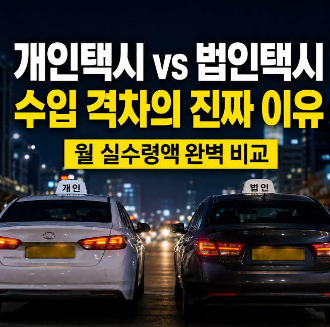 개인택시 vs 법인택시 수입 격차 원인과 월 실수령액 완벽 비교