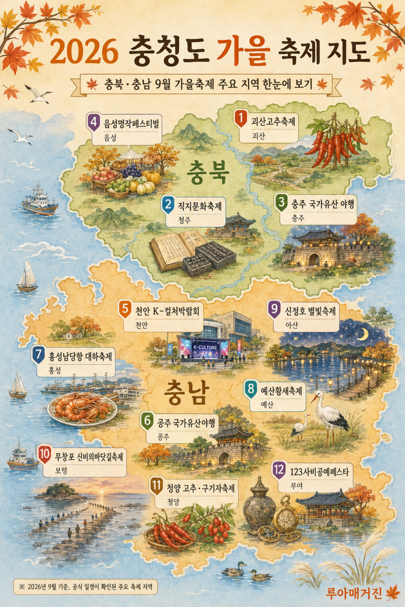 2026 충청도 가을축제 총정리｜충남·충북 9월 일정과 가볼 만한 곳