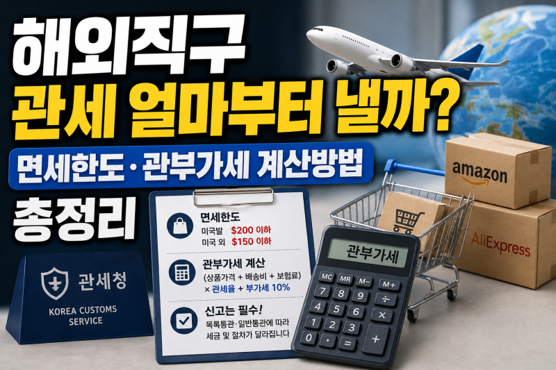 해외직구 관세 얼마부터 낼까? 면세한도·관부가세 계산방법 총정리
