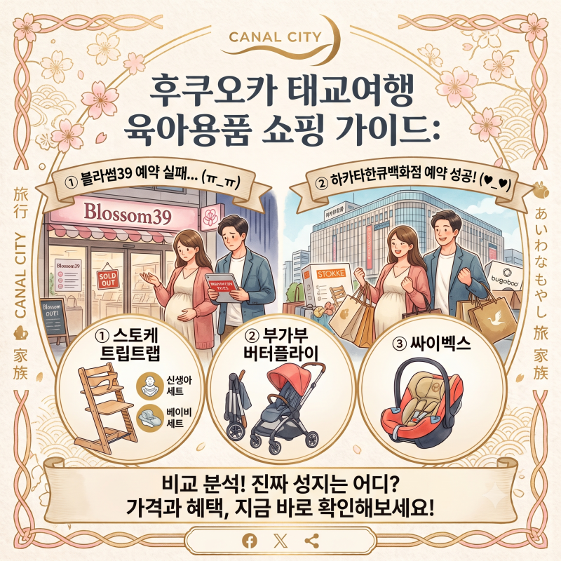 후쿠오카 태교여행 육아용품 구매하기 A to Z (feat. 블라썸39 예약 실패ㅠ vs 하카타한큐백화점 ....