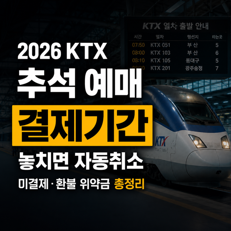 2026 KTX 추석 예매 결제기간｜미결제 자동취소·환불 위약금 총정리