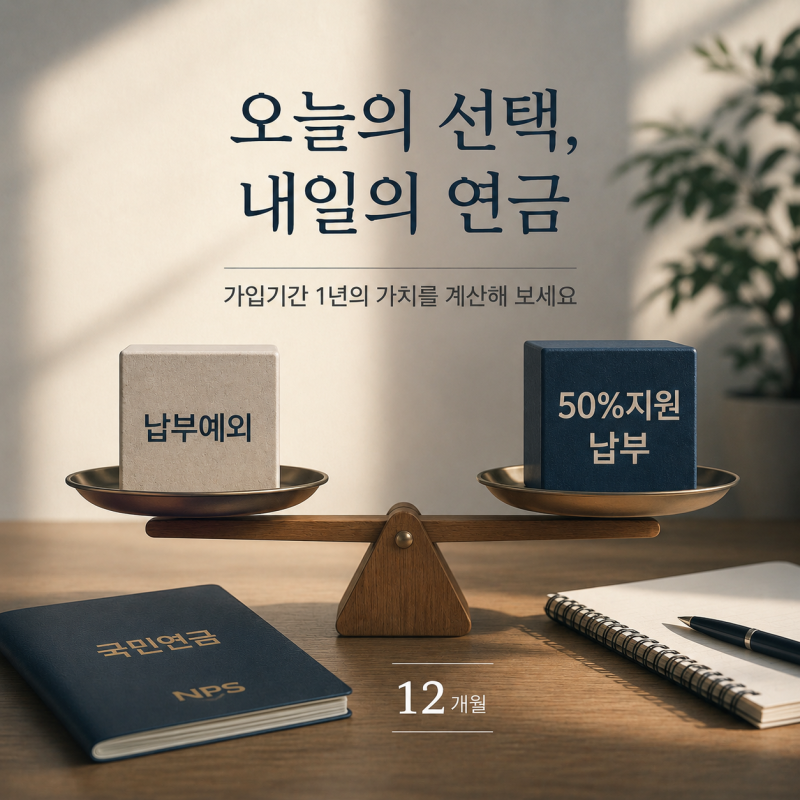 국민연금 보험료 50% 지원 vs 납부예외｜24만~47만원 내고 가입기간 1년 확보할까?
