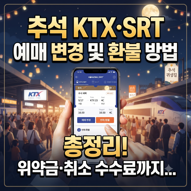 추석 KTX·SRT 예매 변경 및 환불 방법 총정리! 위약금·취소 수수료까지