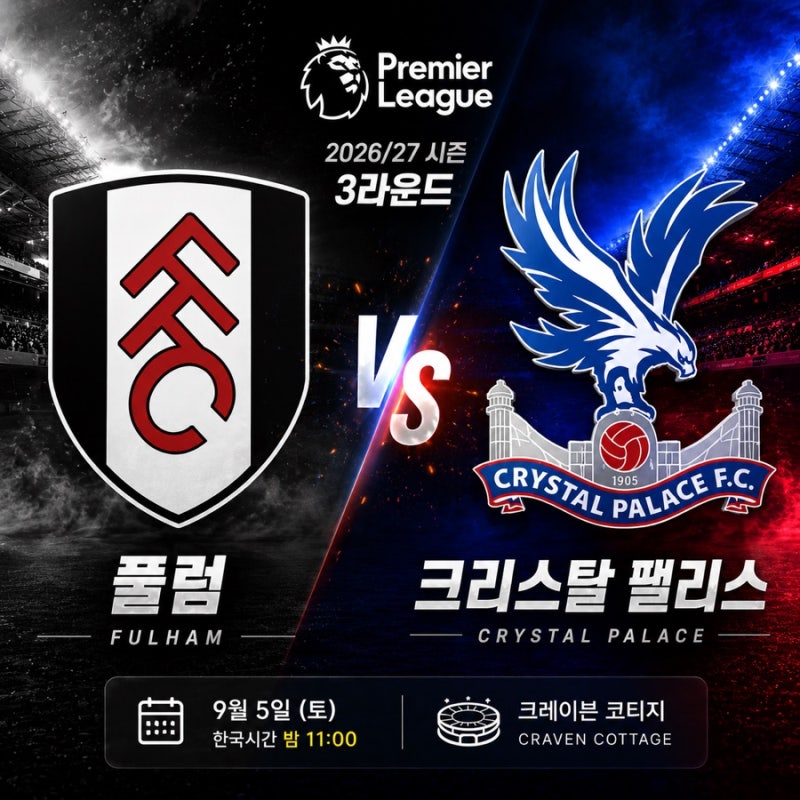 풀럼 크리스탈 팰리스 프리뷰｜양 팀 모두 첫 승 도전, 예상 라인업·부상자·경기시간
