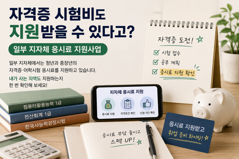 자격증 시험비도 지원받을 수 있다고?｜일부 지자체 응시료 지원사업