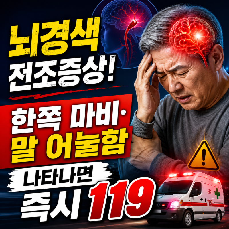 뇌경색 전조증상! 한쪽 마비·말 어눌함 나타나면 즉시 119