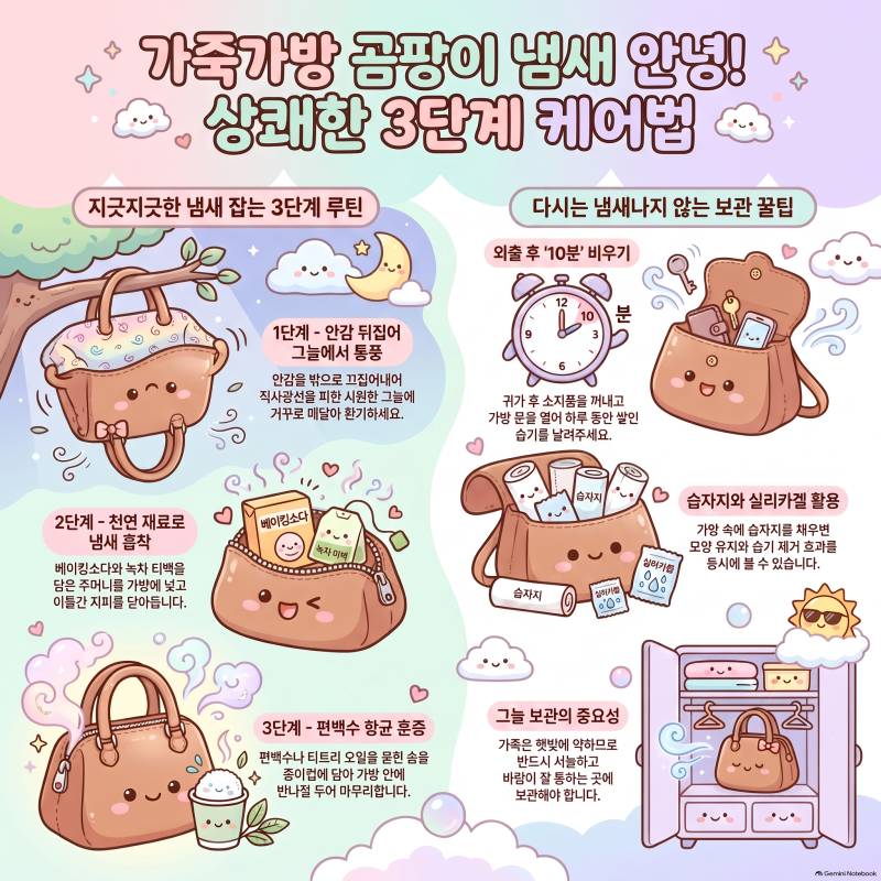 가죽가방 곰팡이 냄새 제거 통풍과 천연 탈취로 눅눅함 없애는 법