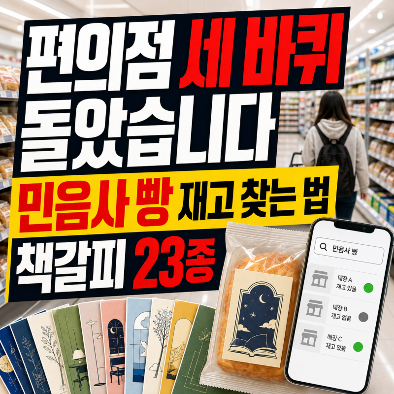 민음사 빵 재고 있는 편의점 찾는 법 + 랜덤 책갈피 23종 총정리