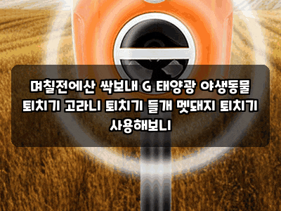 며칠전에산 싹보내 G 태양광 야생동물 퇴치기 고라니 퇴치기 들개 멧돼지 퇴치기 사용해보니