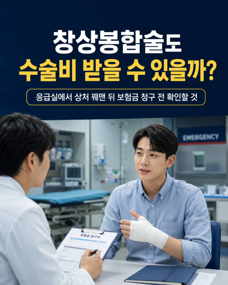 창상봉합술도 수술비 받을 수 있을까? 응급실에서 상처 꿰맨 뒤 보험금 청구 전 확인할 것