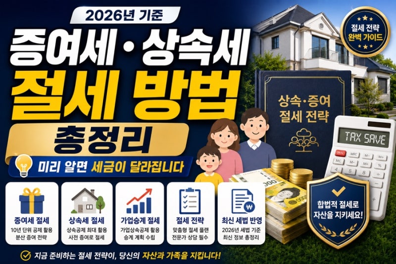 증여세·상속세 절세 방법 총정리 (2026년 기준) — 미리 알면 세금이 달라집니다