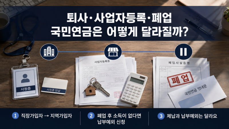 퇴사 후 개인사업자 폐업, 국민연금 납부예외는 따로 신청해야 할까?
