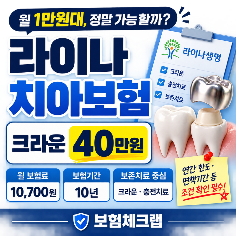라이나 치아보험 월 1만원대, 크라운 40만원 보장될까? 실제 추천플랜 분석