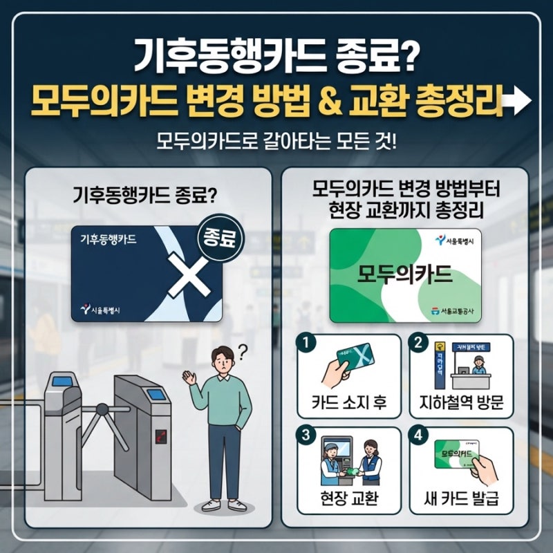 기후동행카드 종료? 모두의카드 변경 방법부터 지하철역 현장 교환 시간까지 총정리