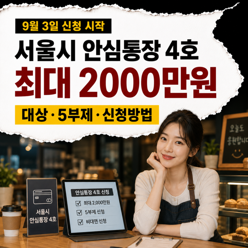 서울시 안심통장 4호 신청 시작, 최대 2000만원 대상·5부제·신청방법