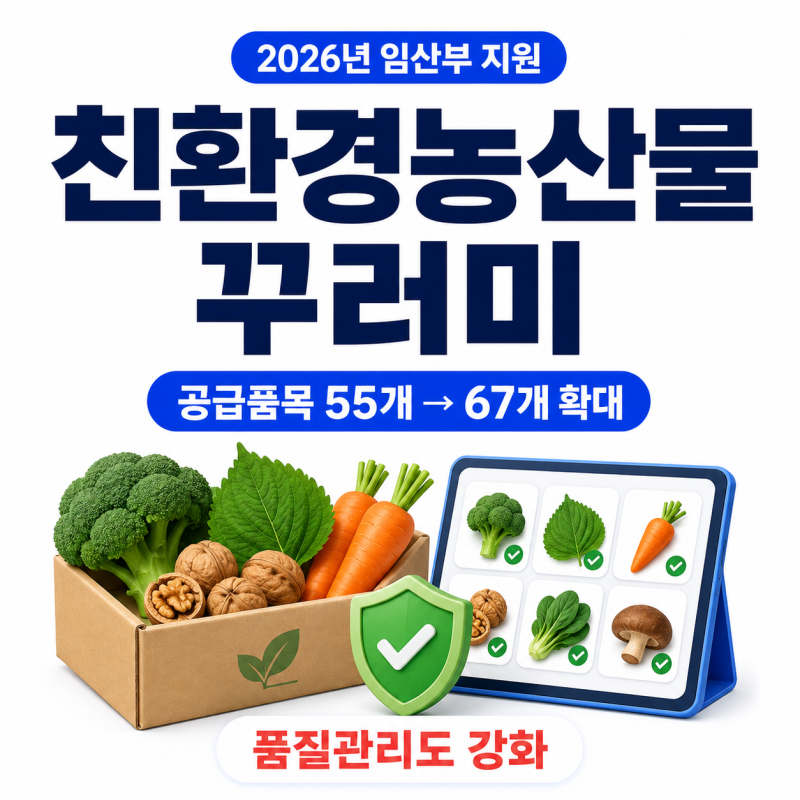 2026 임산부 친환경농산물 꾸러미 품목 67개로 확대, 신청·대상·에코이몰 이용방법