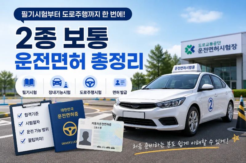2종 보통 운전면허 필기시험 실기시험 도로주행 운전범위 총정리