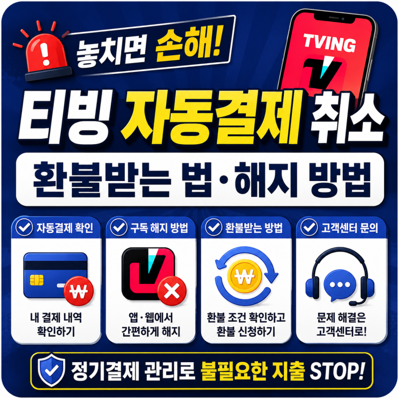 티빙 자동결제 취소하고 환불받는 법, 해지 방법 놓치면 손해
