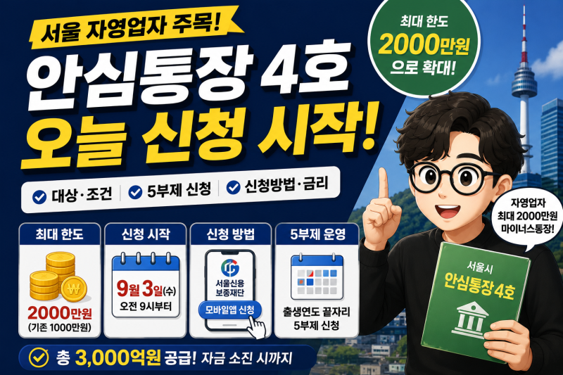 서울시 안심통장 4호 오늘 신청, 자영업자 최대 2000만원…대상·조건·5부제 신청방법