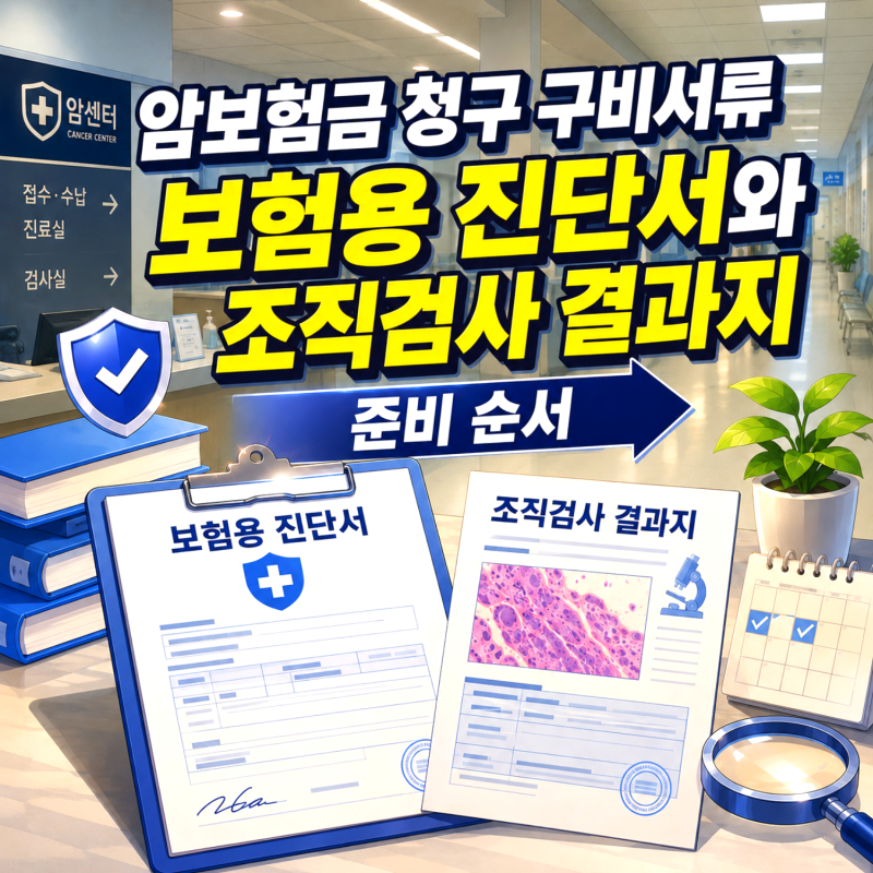 암보험금 청구 서류 진단서와 조직검사 결과지 준비 순서