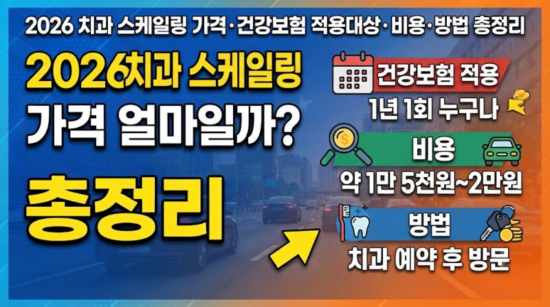2026 치과 스케일링 가격 얼마일까? 건강보험 적용대상·비용·방법 총정리