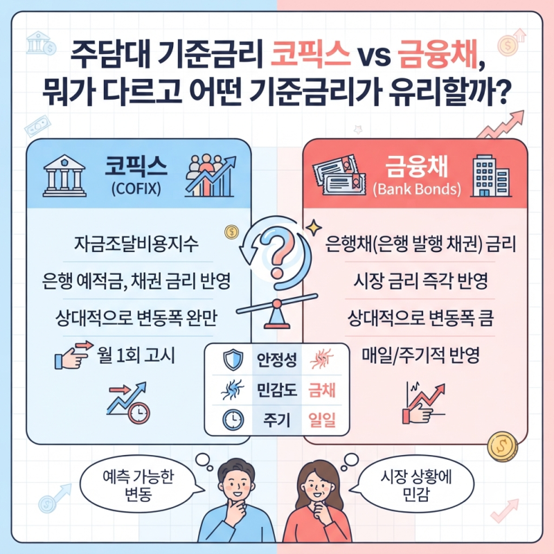 주담대 기준금리 코픽스 vs 금융채, 뭐가 다르고 어떤 기준금리가 유리할까?