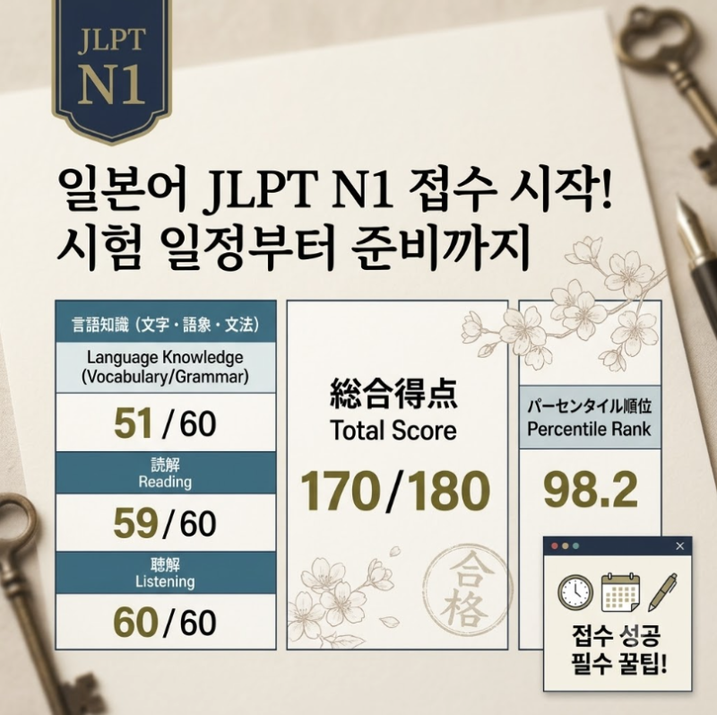 일본어 JLPT N1 접수 시작, 시험 접수 일정부터 준비까지(과거 합격 인증)
