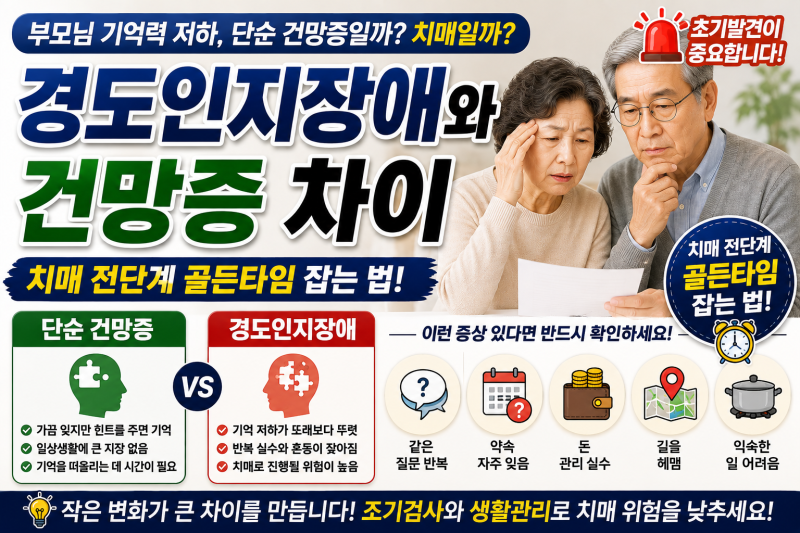 경도인지장애와 건망증 차이｜치매 전단계 골든타임 놓치지 않는 법