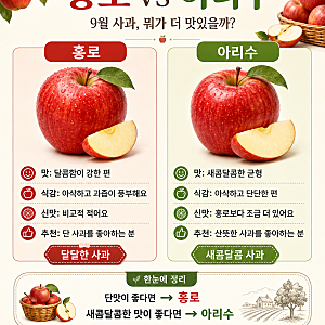 [광고] 홍로 vs 아리수, 9월 사과 뭐가 더 맛있을까? 농산 경력자가 비교해봤어요