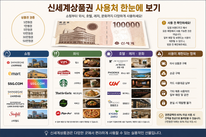 신세계상품권 사용처 어디까지? 모바일 교환부터 구매까지 총정리