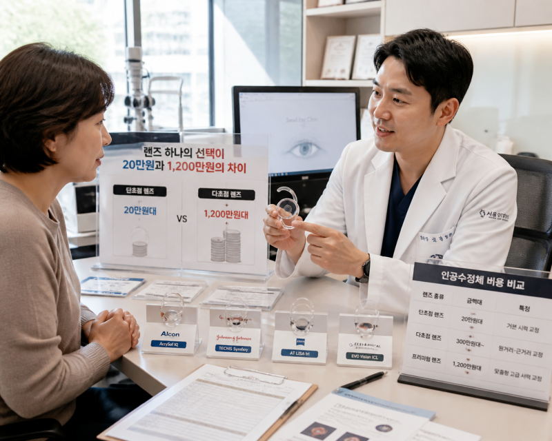 안과전문의가 보는 백내장 수술 비용 — 렌즈 하나 선택이 20만원과 1,200만원을 가릅니다