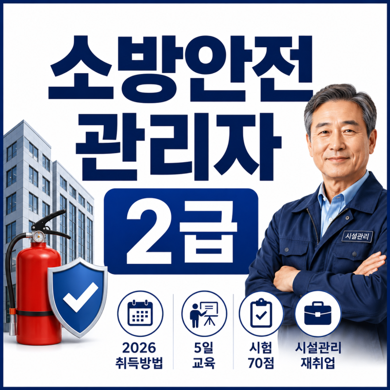 2026 소방안전관리자 2급 취득방법｜50대·60대 시설관리 재취업, 5일 교육·시험 70점·선임 현....